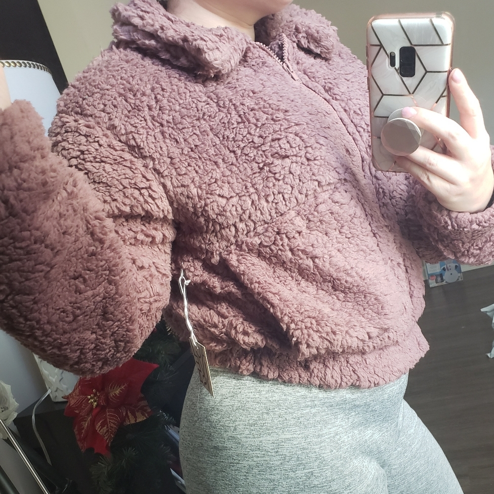 Teddy Bear Jacket: Burgundy. BOUTIQUE SALE